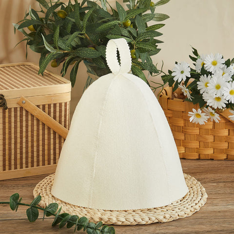 JaGely sauna hat white front view features clean, breathable design.
