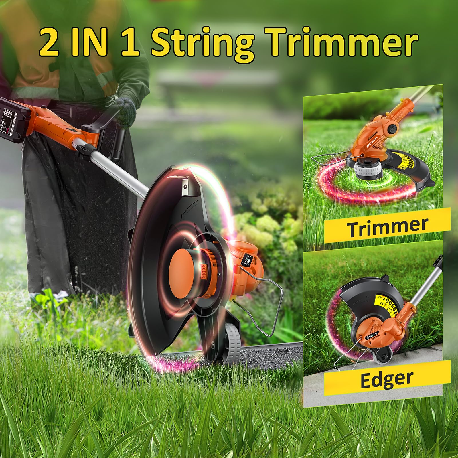 JAGROM 12-inch cutting width for faster edging and trimming.