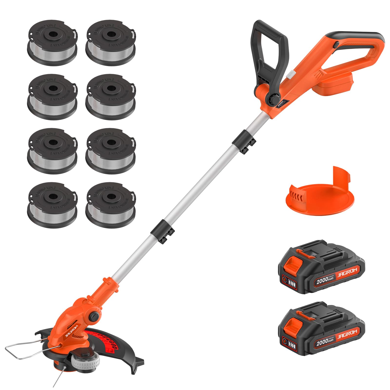 JAGROM 20V cordless trimmer in 2-in-1 mode for versatile yard care.