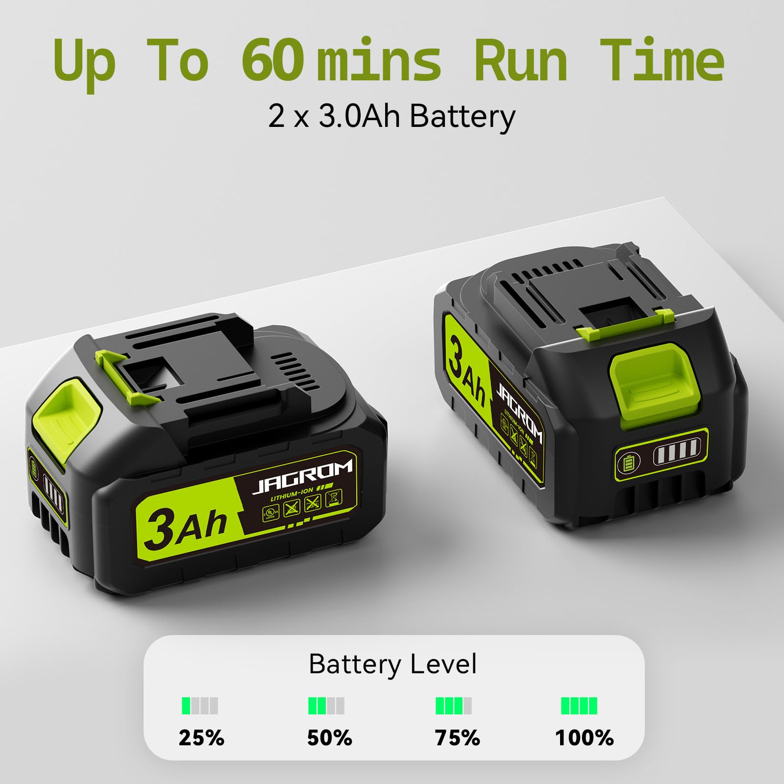 JAGROM two 3000mAh batteries for extended trimming sessions