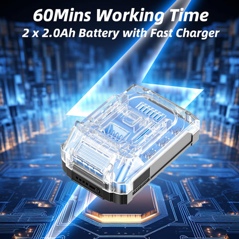 JAGROM two 2.0Ah batteries provide extended cordless runtime.