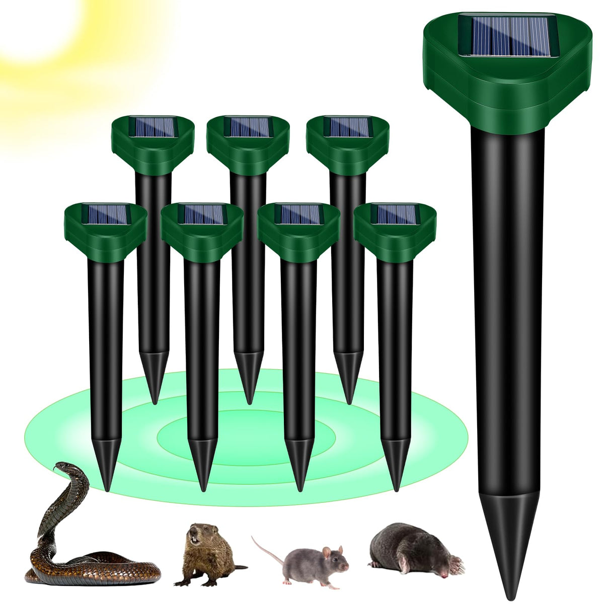 Jahy2Tech 2026 mole repellent solar stake deters yard pests without chemicals.