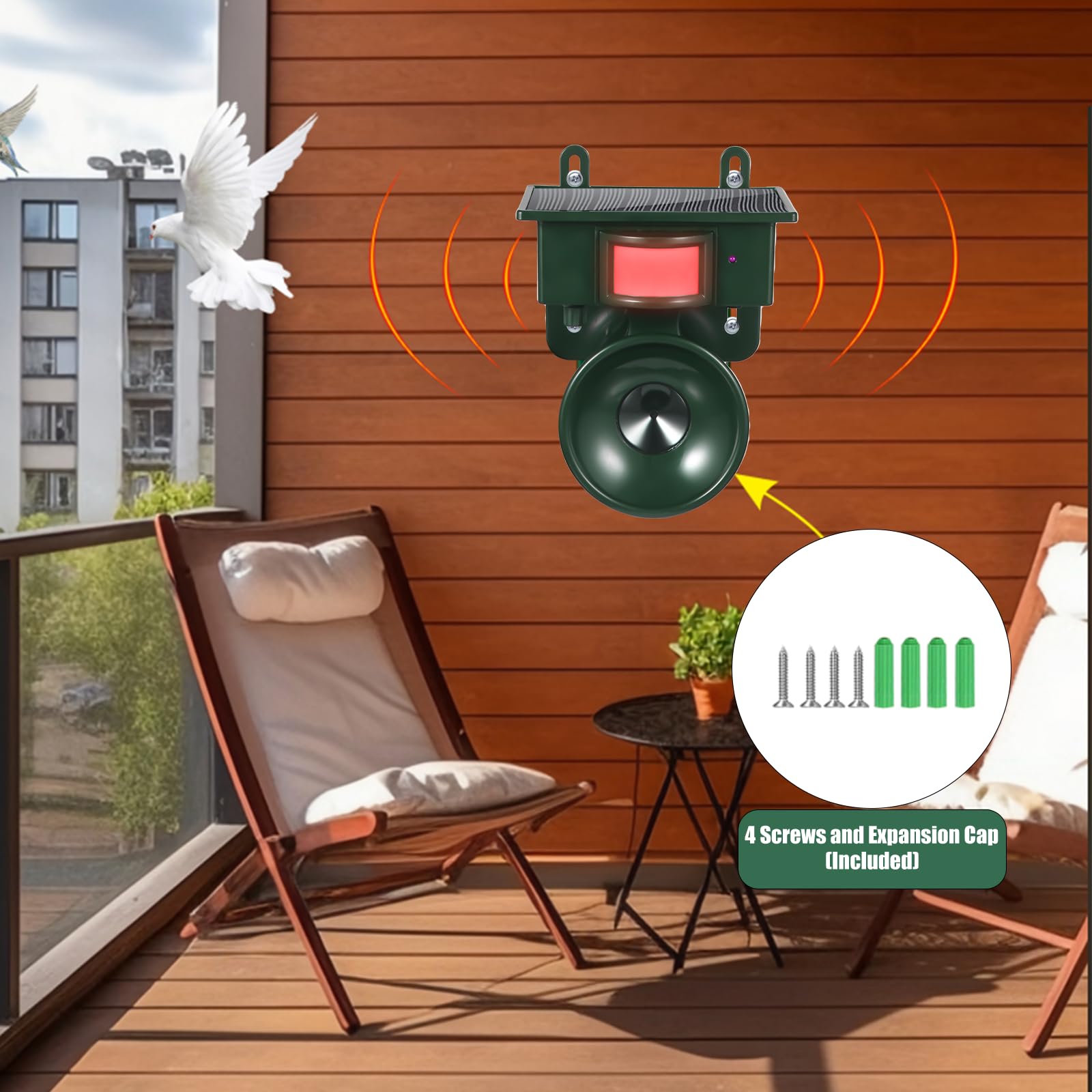 Jahy2Tech balcony patio deterrent system protects small outdoor spaces from birds.