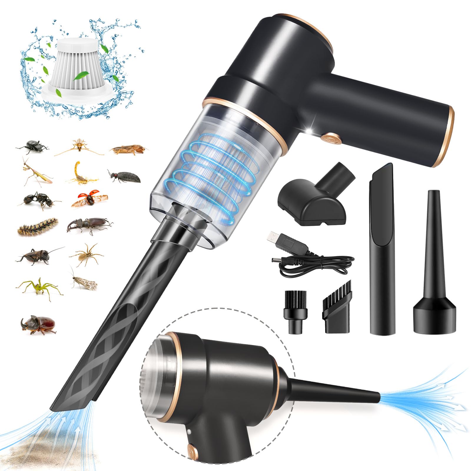 Jahy2Tech Bug Vacuum Catcher front view for quick pest pickup indoors.