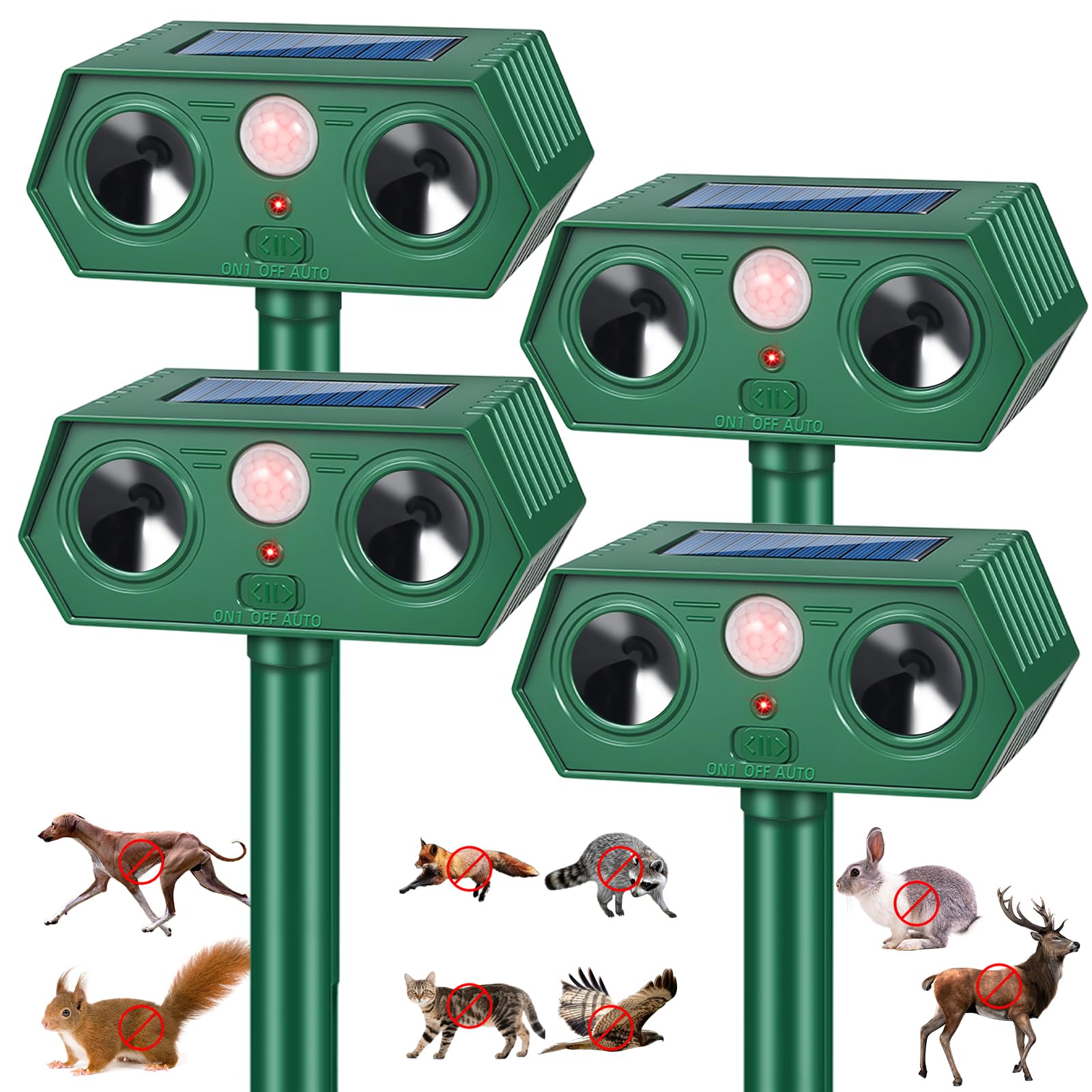 Jahy2Tech Deer Repellent Device Solar Fortress Pro protects garden with ultrasonic deterrence.