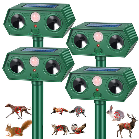 Jahy2Tech Deer Repellent Device Solar Fortress Pro protects garden with ultrasonic deterrence.