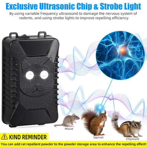 Jahy2Tech dual-sensory ultrasonic device with strobe lights deters pests in engine bays