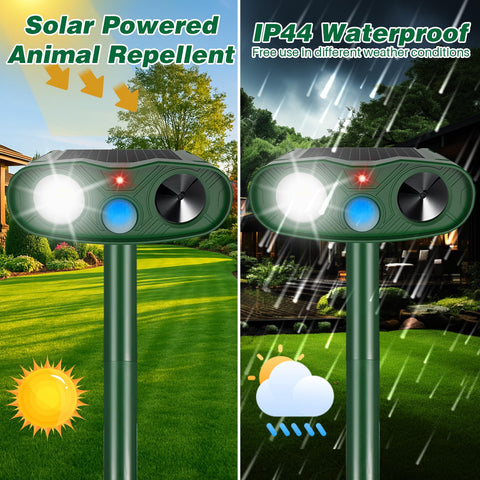 Jahy2Tech Fortress Pro LED lights enhance night deterrence in the yard.