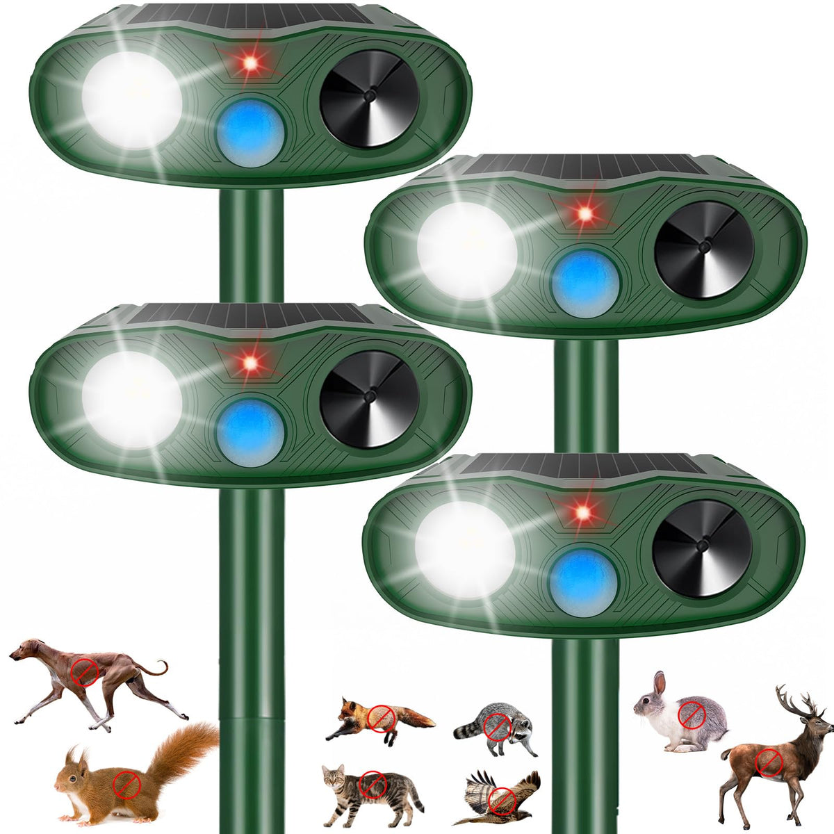 Jahy2Tech Fortress Pro solar panel deterrent protecting the garden from wildlife.