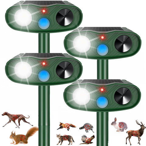Jahy2Tech Fortress Pro solar panel deterrent protecting the garden from wildlife.