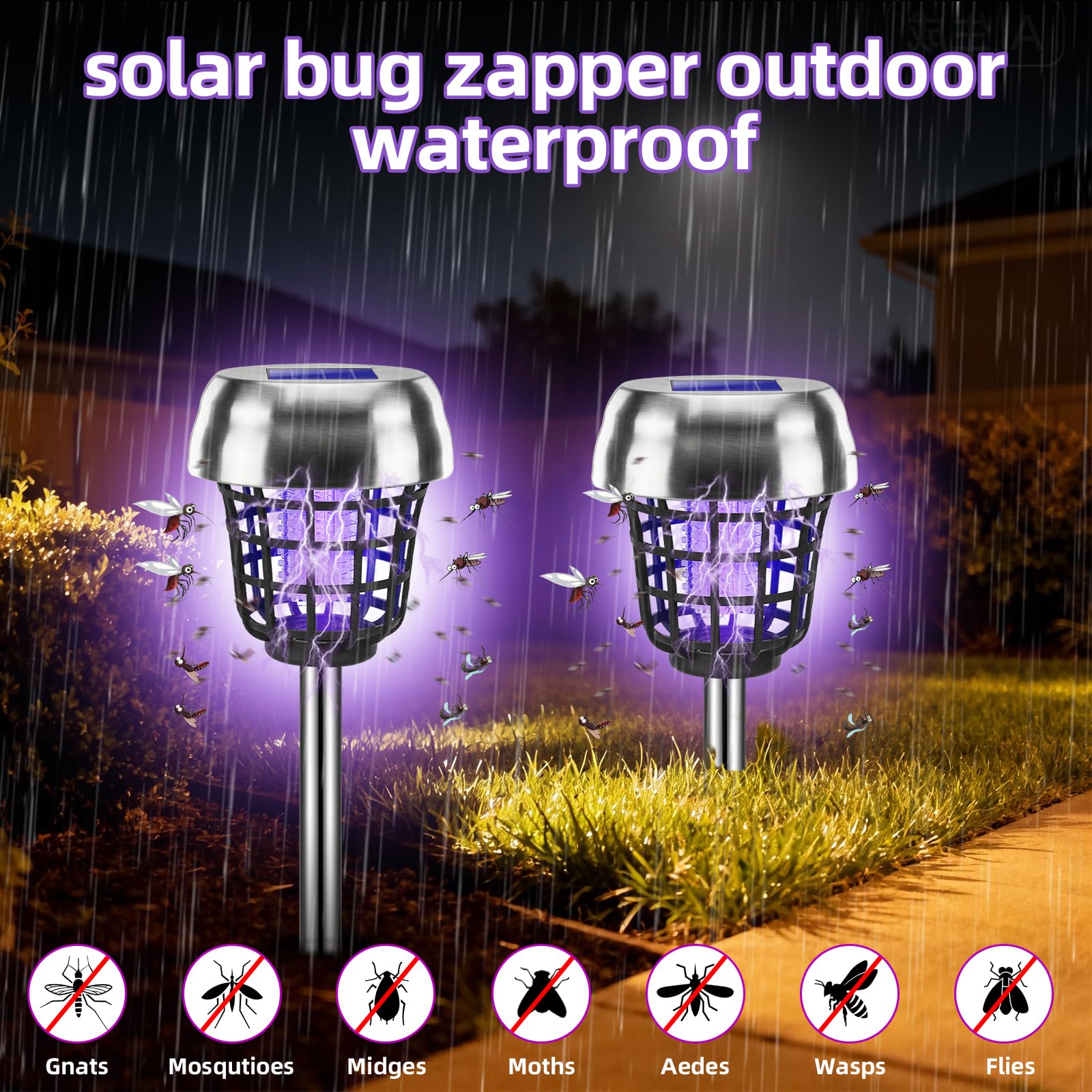 Jahy2Tech IP66 weatherproof zapper closeup shows reinforced casing against rain and sun.