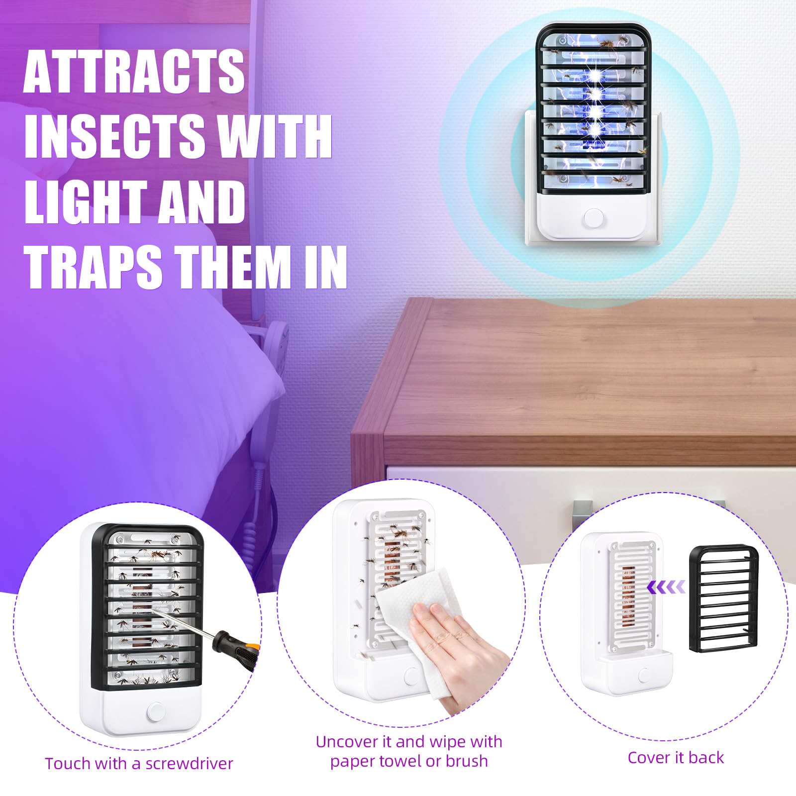 Jahy2Tech plug-and-play indoor bug zapper ready for quick setup.