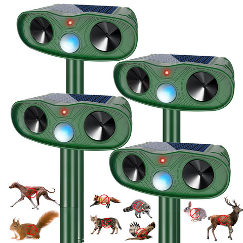 Jahy2Tech Raccoon Fortress Pro outdoor unit deters wildlife with ultrasonic waves in garden