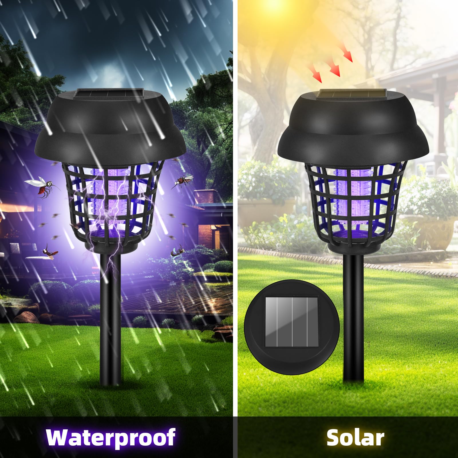 Jahy2Tech solar bug zapper with IP44 waterproof design withstands weather