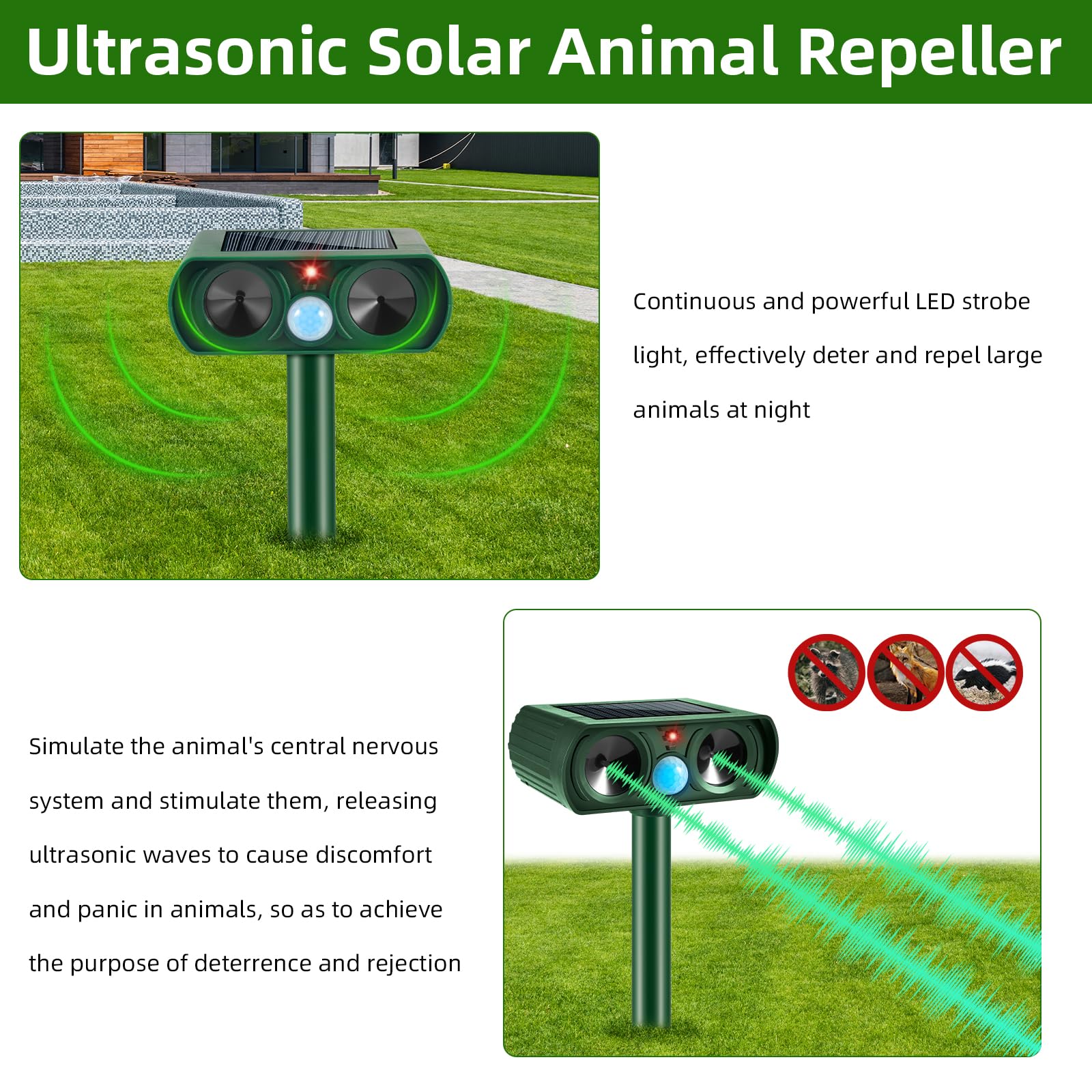 Jahy2Tech solar PIR sensor activation image demonstrates wide coverage for yards