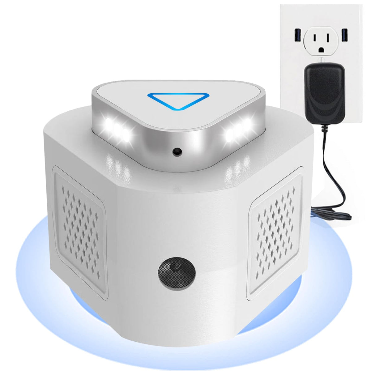 Jahy2Tech ultrasonic mice repellent front view shows compact design and easy setup