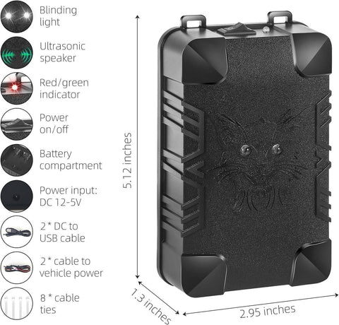 Jahy2Tech repeller connected via DC and USB for versatile power.