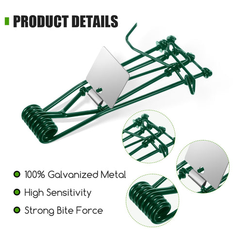 JahyElec metal mole trap highlights sturdy metal construction.