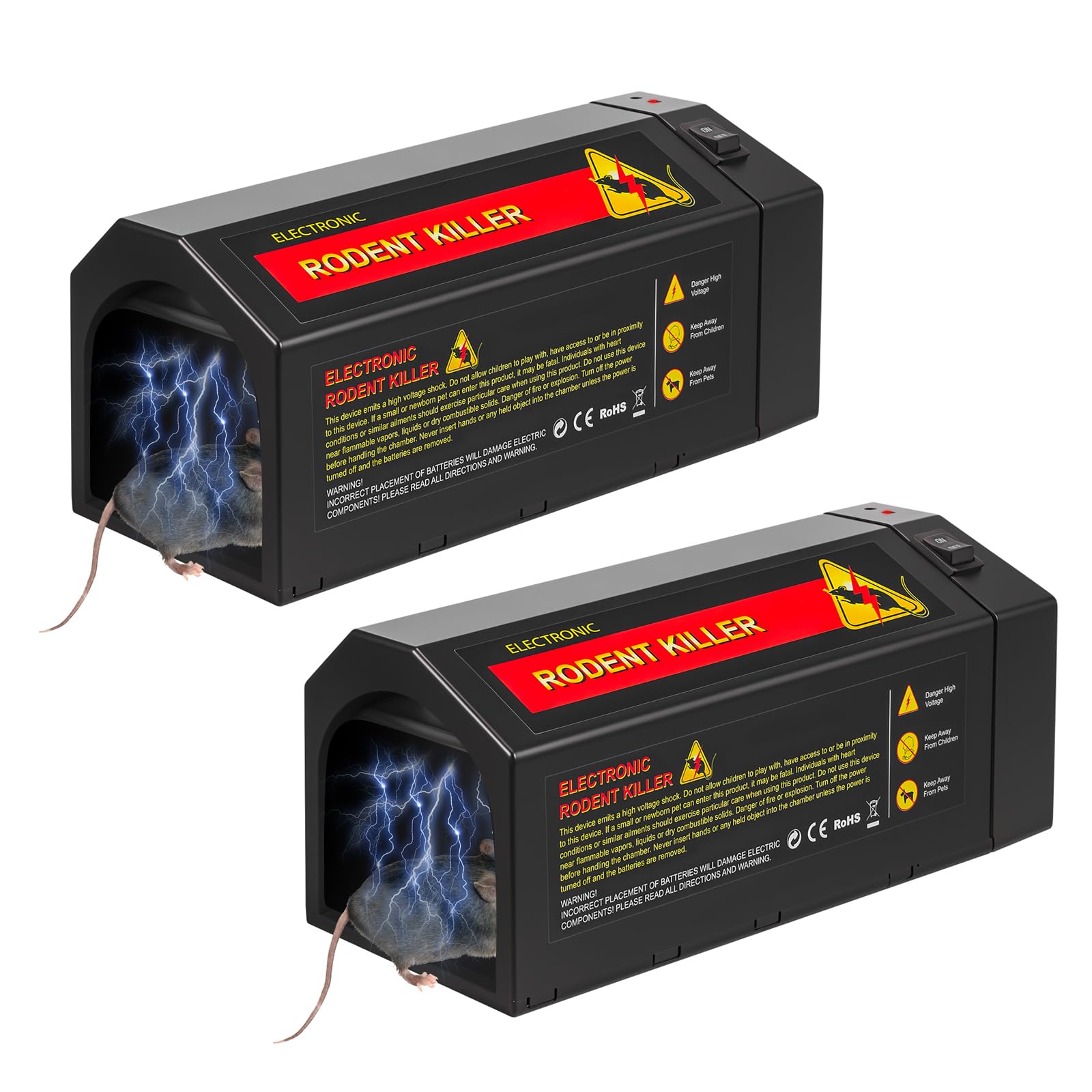 JahyElec 2-pack electric mouse trap indoors for quick rodent control in kitchens.