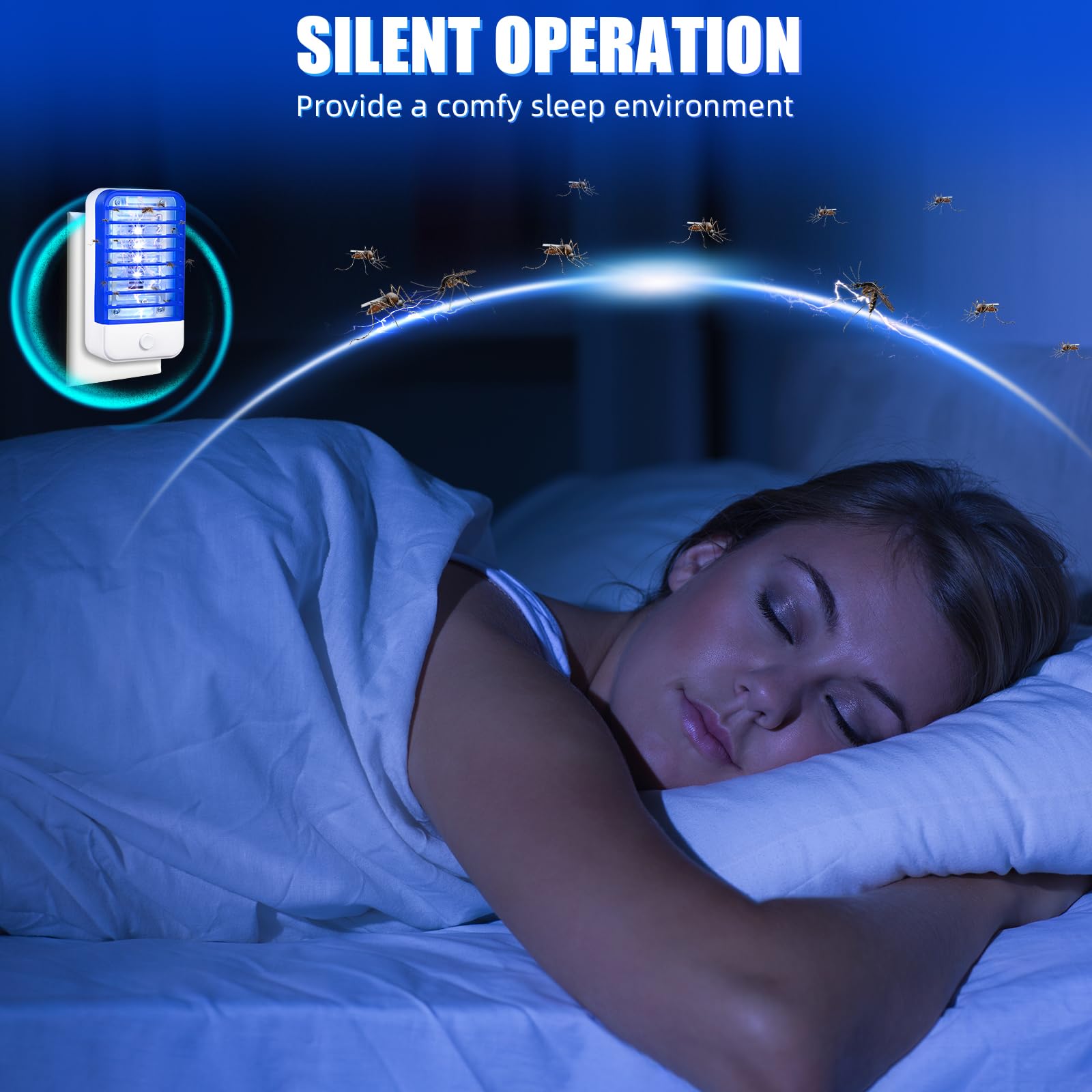 JahyElec blue-light insect trap operates quietly in living spaces.