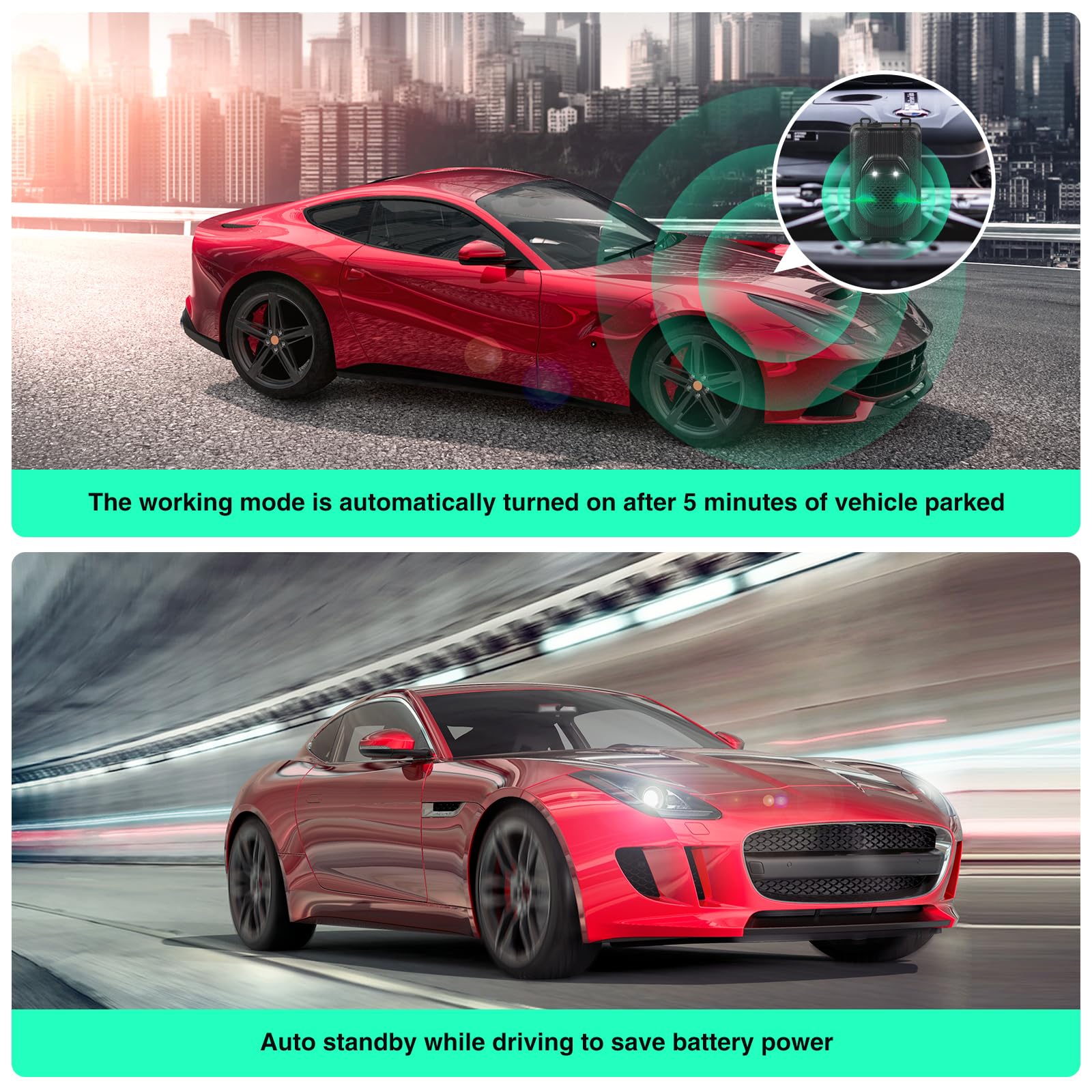 JahyElec DC car power option ultrasonic rodent repellent connects to vehicle battery for protection