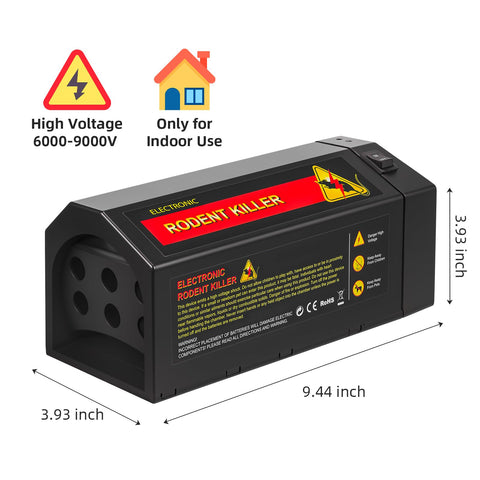 High-voltage electronic JahyElec mousetrap for rapid rodent targeting.