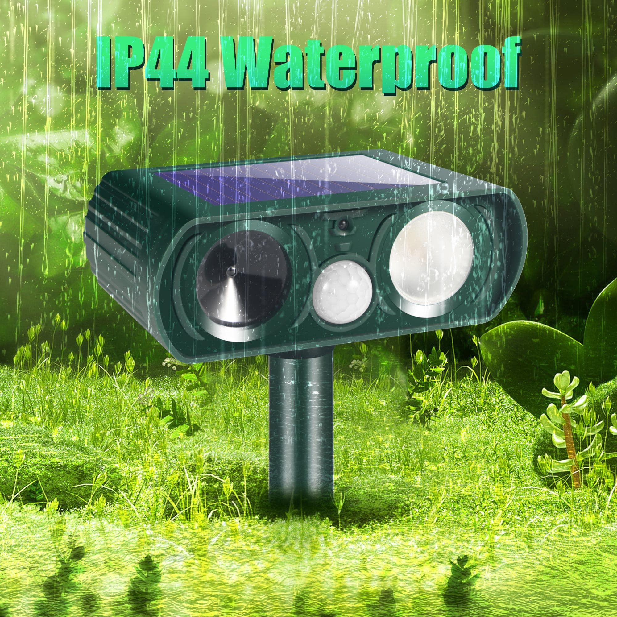 JahyElec LED flashing light feature deters animals at night