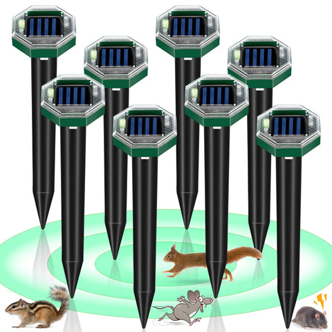 JahyElec mole repellent stake in yard protecting lawn from burrowing pests