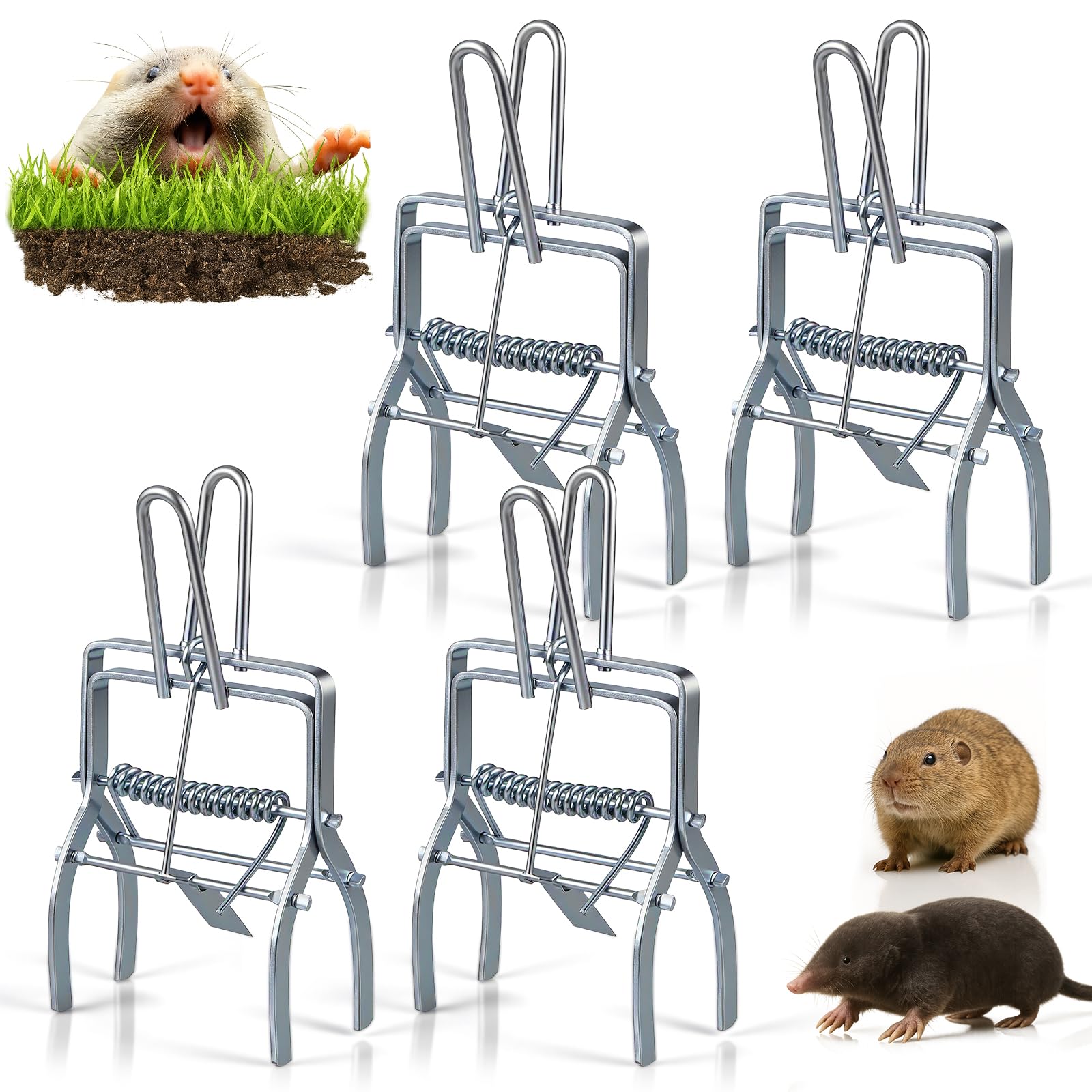 JahyElec mole trap in outdoor mound entry for efficient pest control