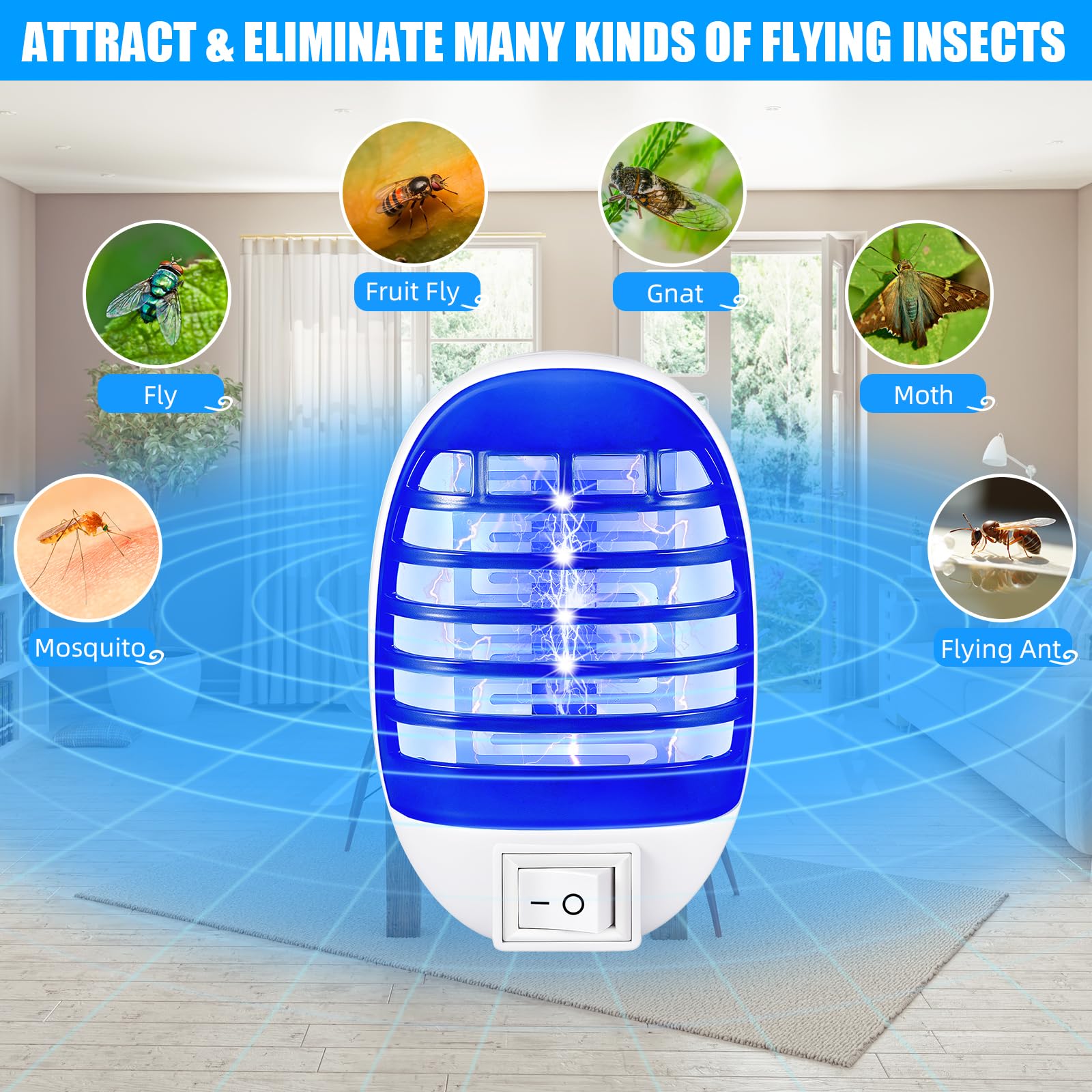 JahyElec plug-in mosquito zapper offers high efficiency for kitchen and dining areas.