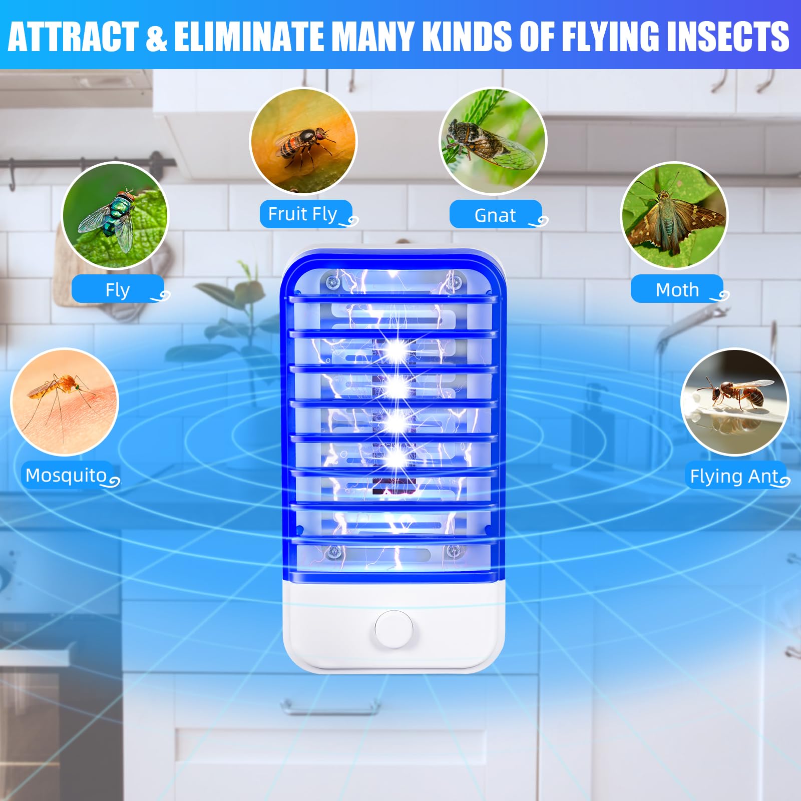 JahyElec purple light mosquito zapper attracts insects for quick capture.