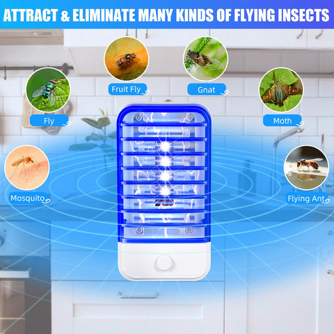 JahyElec purple light mosquito zapper attracts insects for quick capture.