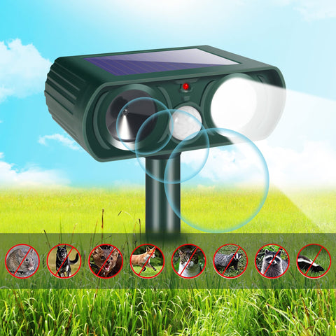 JahyElec flashing LED provides a visual cue to deter wildlife nightly.