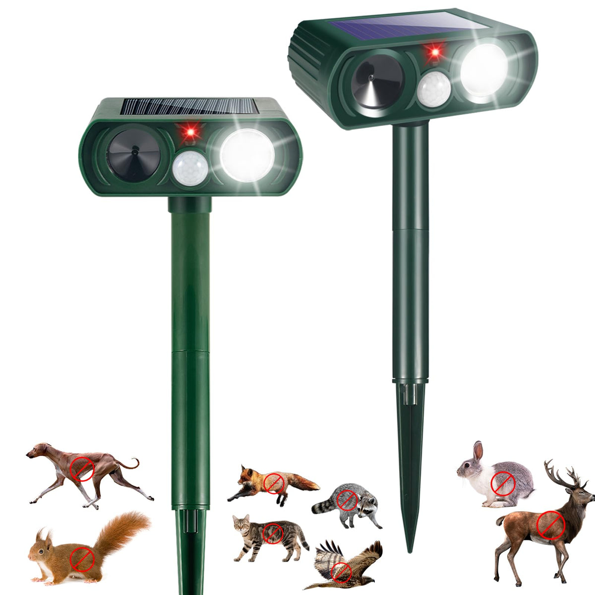JahyElec solar-animal-deterrent in outdoor garden protecting plants