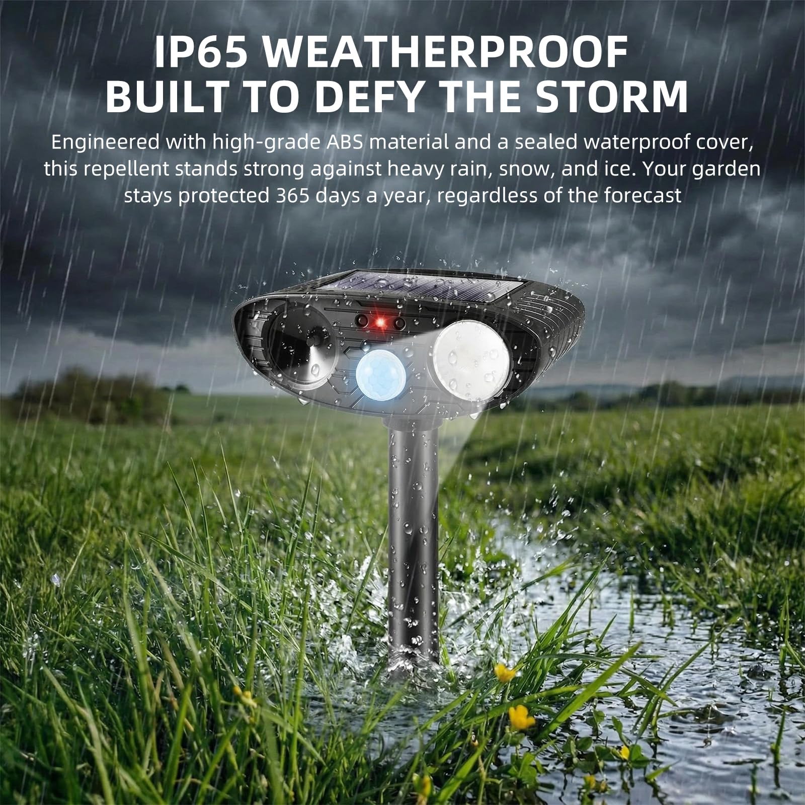 JahyElec motion detection deterrent activates ultrasonic deterrence
