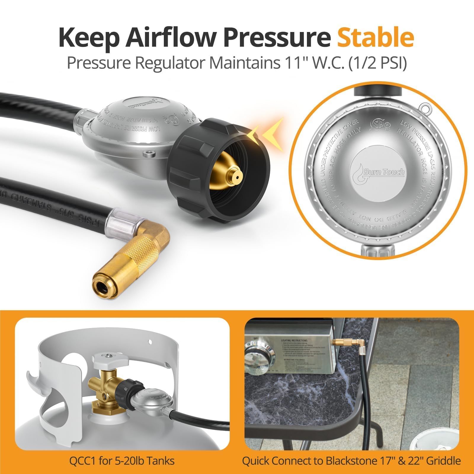 Jakivew hose extends reach keeping the propane tank safely on the ground