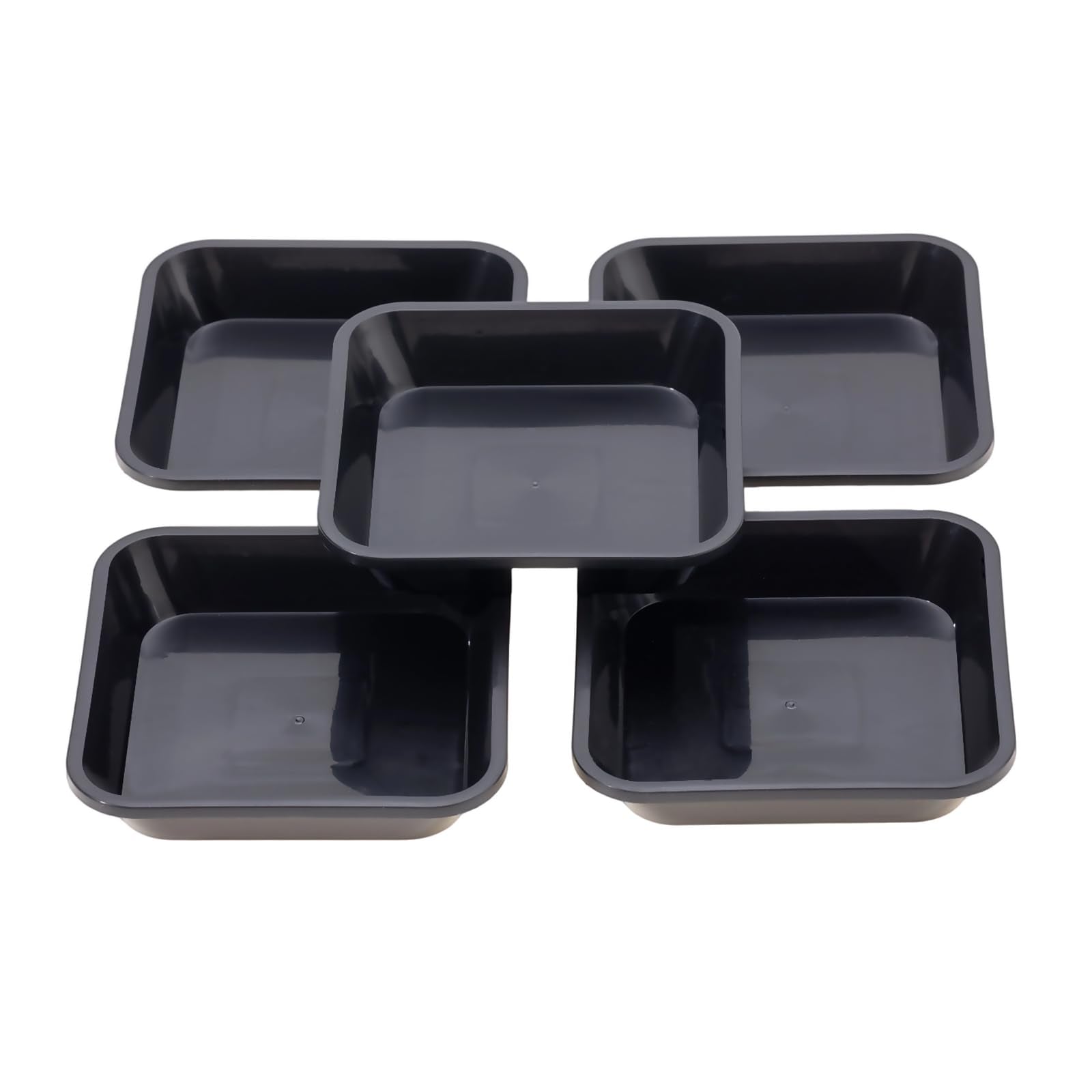 JAKOUE square plant saucer 4inch under pot keeps seedlings tidy and catches excess water.