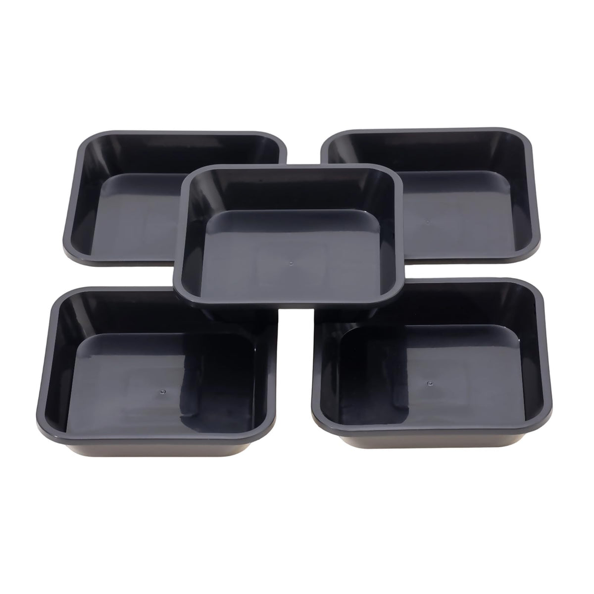 JAKOUE square plant saucer 4inch under pot keeps seedlings tidy and catches excess water.