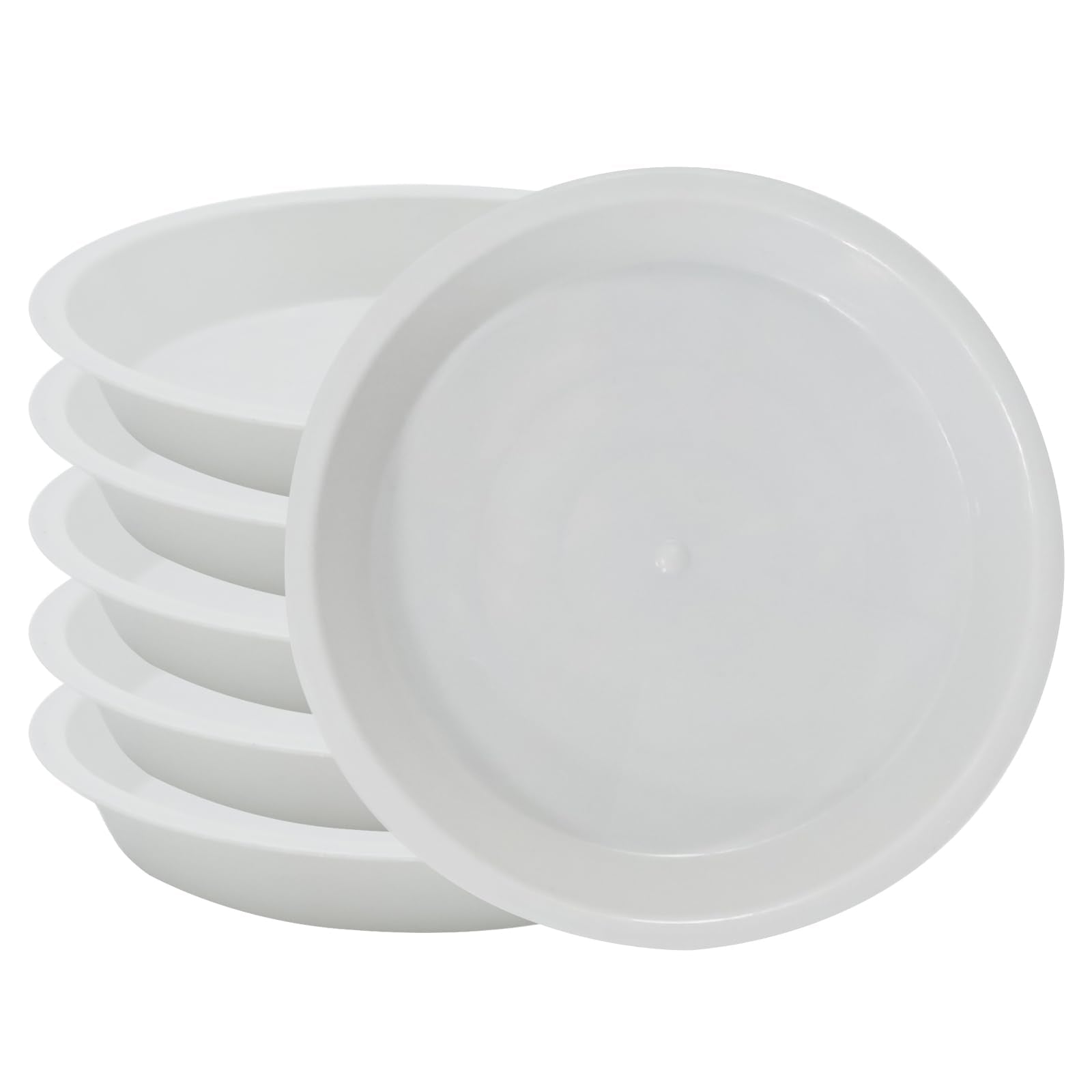JAKOUE 6-inch plant saucer top view with raised grid for improved drainage.