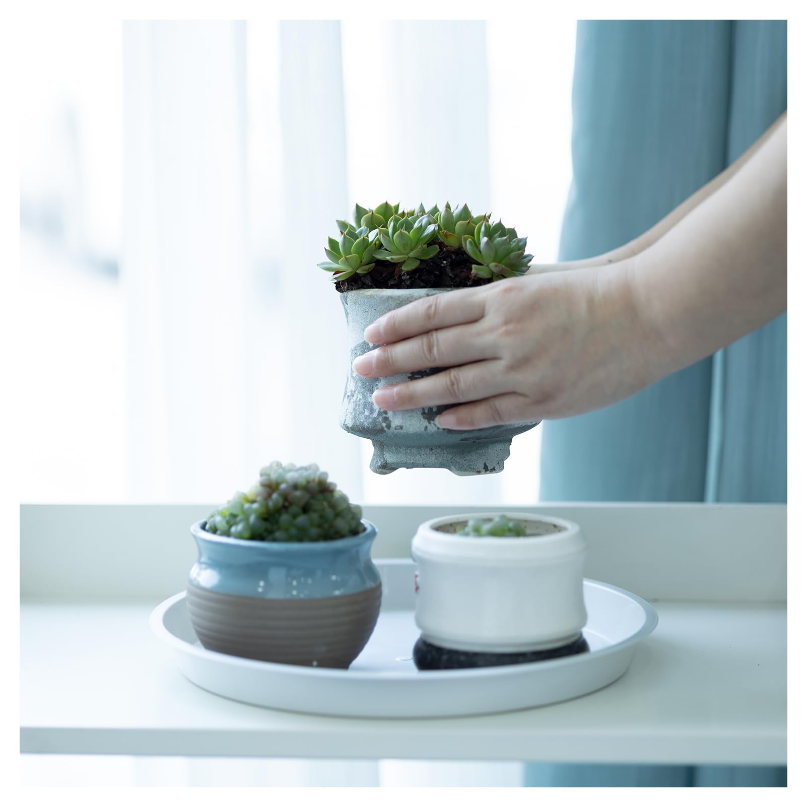 JAKOUE 10-inch white saucer fits standard pots and decor.