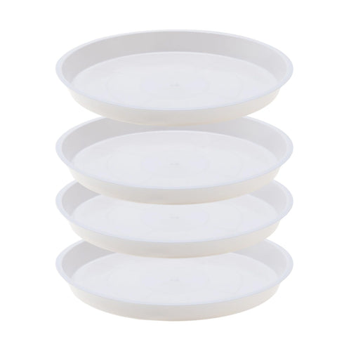 JAKOUE 10-inch white matte plant saucer protects floors from overwatering.