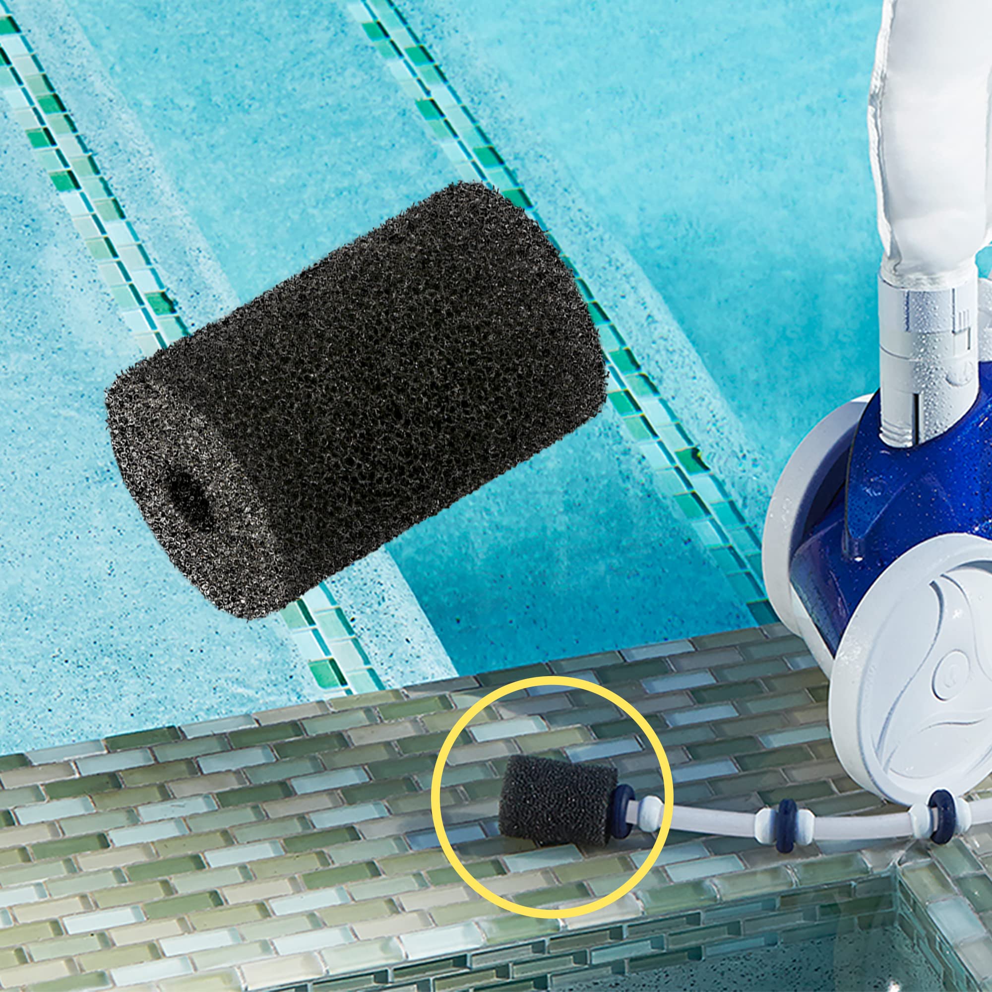 JamBer sweep hose installation close-up; quick swap refreshes pool cleaning.