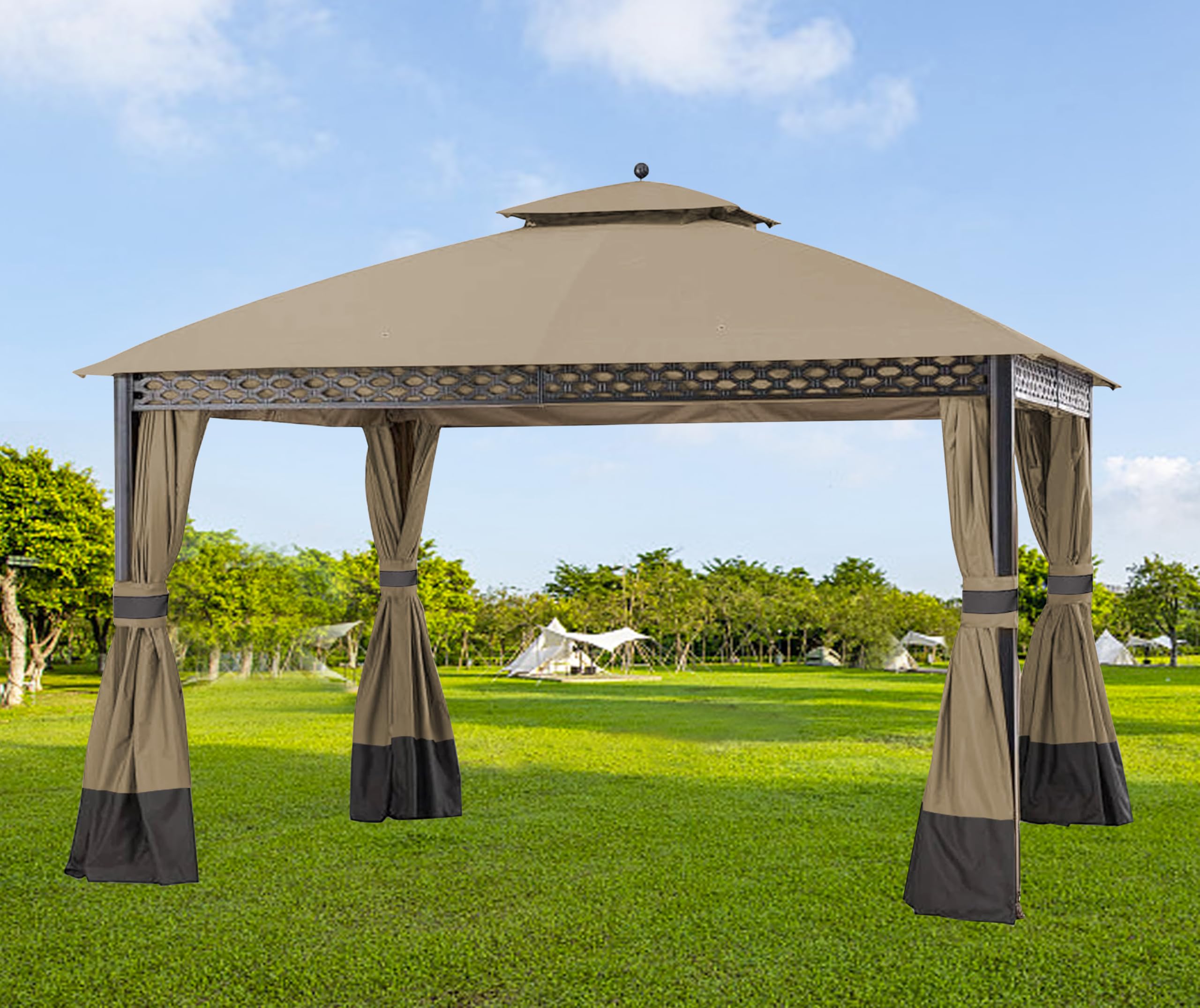 Replacement top for 10x12 gazebos provides easy, tool-free refresh.