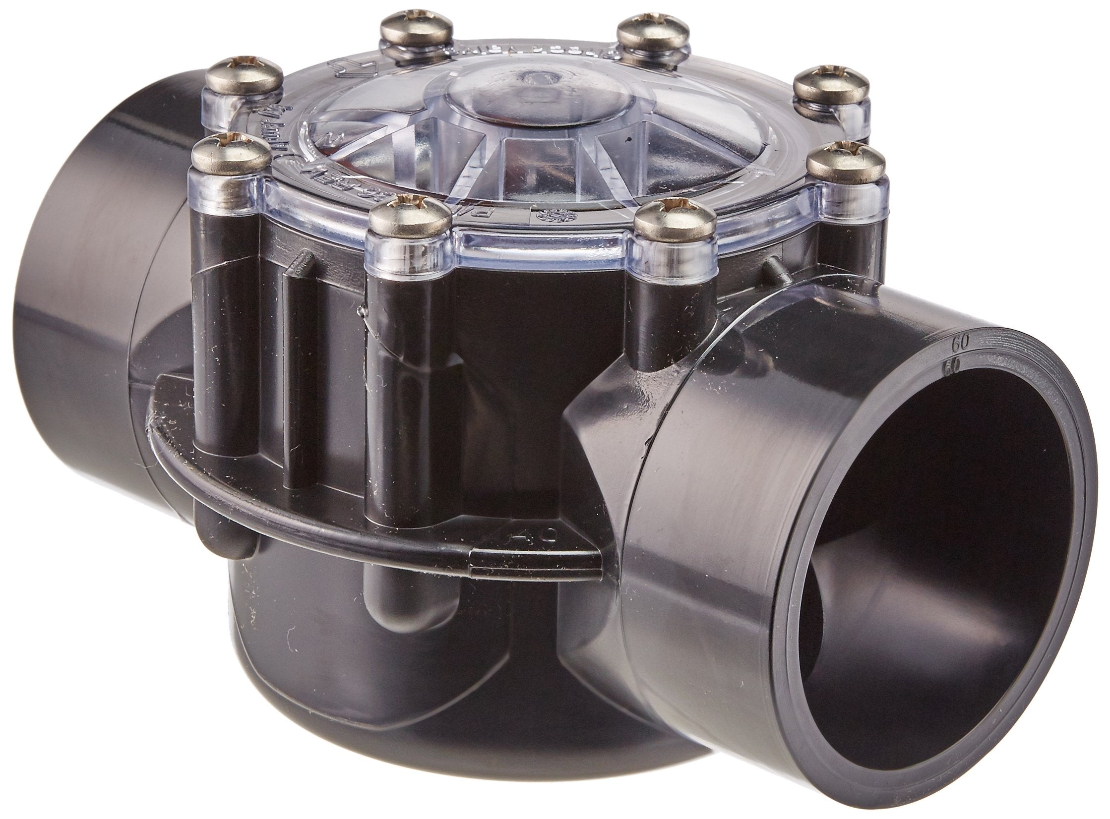 Jandy check valve with clear lid for quick visual inspection.