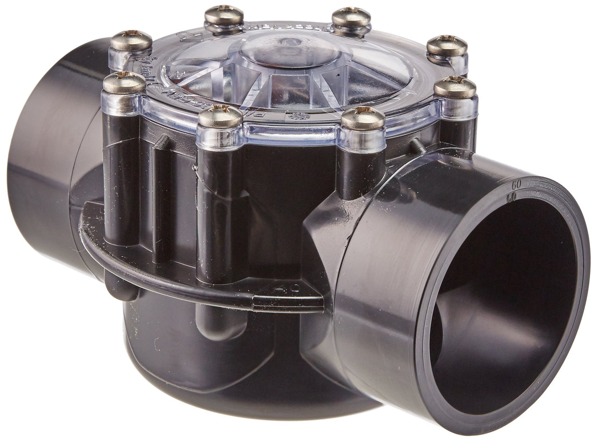 Jandy check valve with clear lid for quick visual inspection.