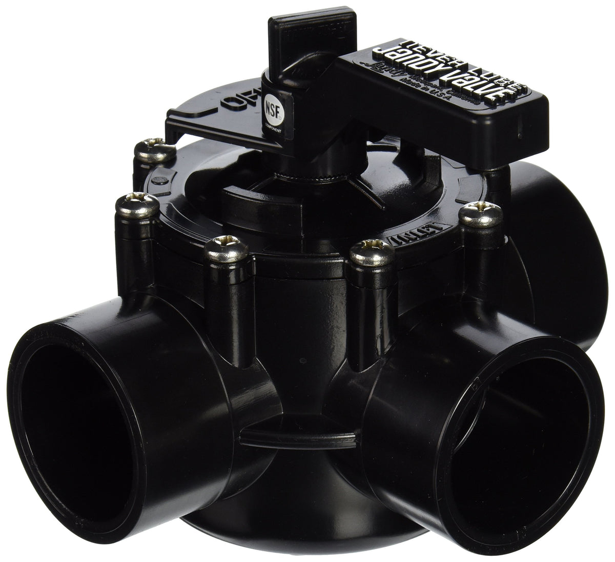 Jandy NeverLube 3-Port Valve close-up for maintenance-free pool automation.