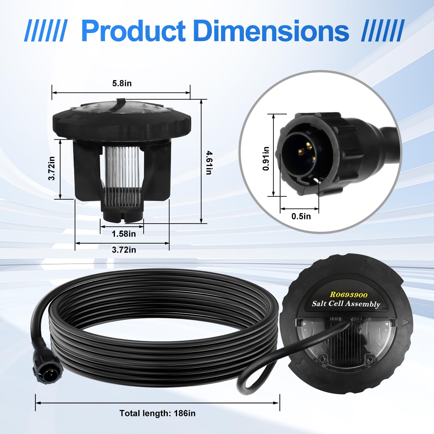 Jandy R0693900 salt cell assembly, back view, engineered for pools up to 35,000 gallons.