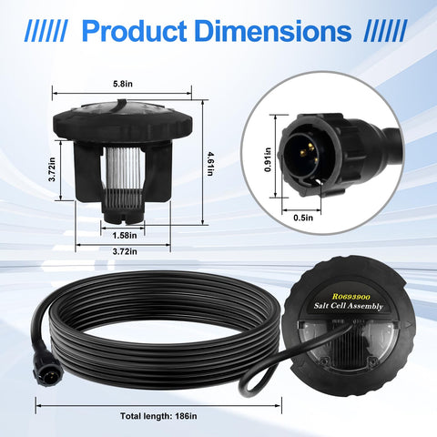 Jandy R0693900 salt cell assembly, back view, engineered for pools up to 35,000 gallons.