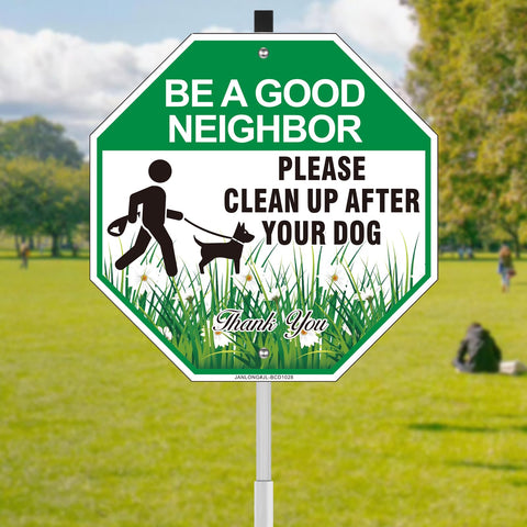 JANLONG Curb your dog yard sign reminding neighbors to clean up