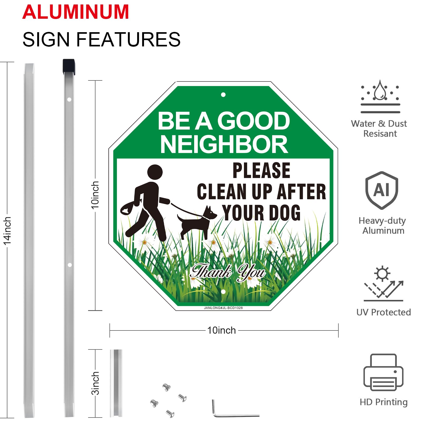 JANLONG Yard sign with stake highlights easy installation in your lawn